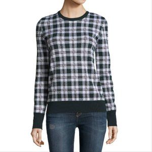 EQUIPMENT FEMME | 100% Wool Plaid Long Sleeve Crew Neck Plaid Sweater